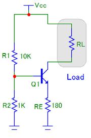 Question 2 Consider the circuit shown. Determine the current through R L when R L is 1K, 3K, and 5K. Assume V BE(ON) = 0.64 V, β = 200, and V CC = 9 V.
