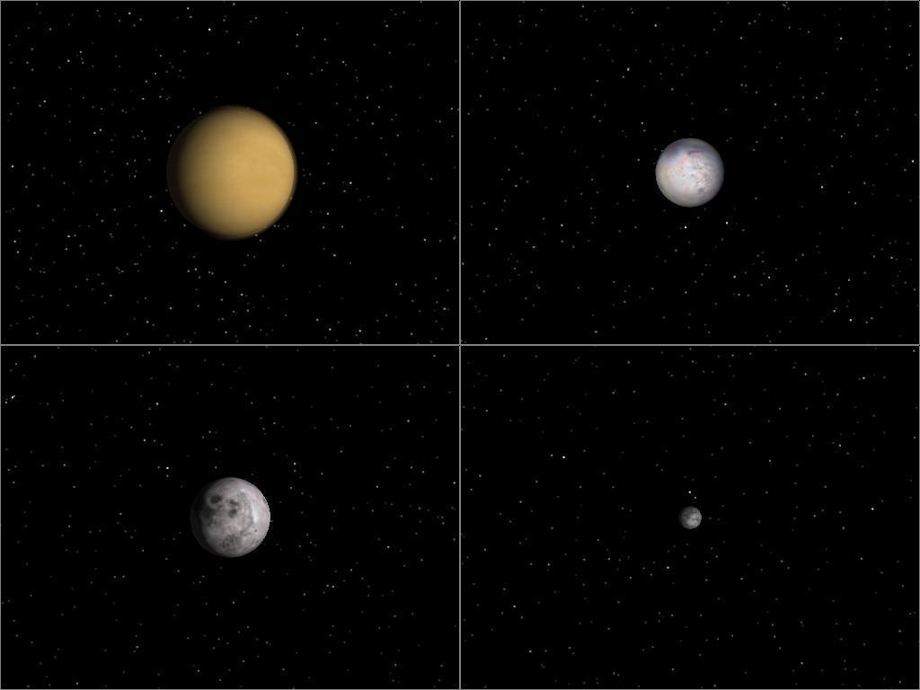 Terrestrial Planets to Scale Titan All viewed from 53,000km