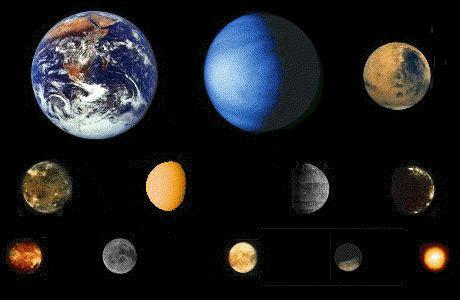 Terrestrial Planets and Large Moons Earth, Venus, Mars, Ganymede, Titan, Mercury, Callisto, Io, Moon, Europa, Triton, Pluto