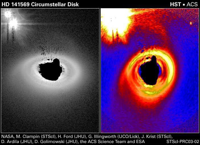 Coronographic Image of Debris Disk Star is masked by black spot in original and untilted image Notice