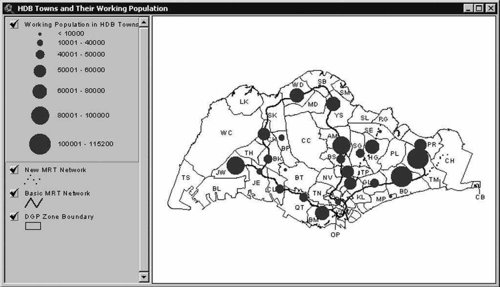 120 S Liu, X Zhu Figure 7. Housing Development Board (HDB) towns and their working populations (source: HDB, 2000). Figure 8.