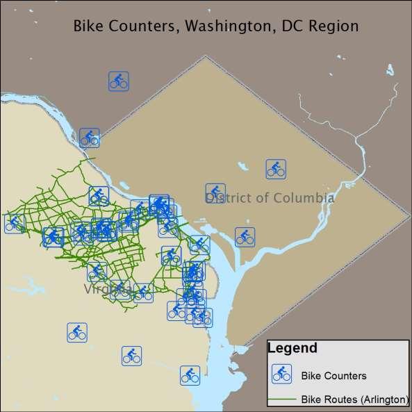 Context: Bike Commuting and Bike Count Sensors Washington, DC Region Tops nation in traffic congestion* Small but growing cadre of bike commuters** 2010: 5.0% 2011: 5.41% 2012: 6.22% 2013: 6.