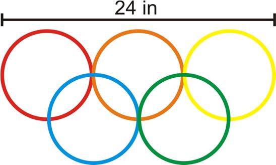 21. 22. 23. 24. The Olympics symbol is five congruent circles arranged as shown below. Assume the top three circles are tangent to each other. Brad is tracing the entire symbol for a poster.