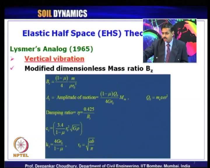 (Refer Slide Time: 10:28) Again the mass ratio has been modified by Lysmer where ever Reissner s mass ratio was small b, but now here it is