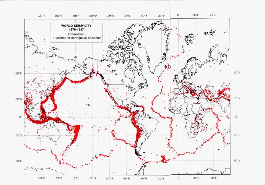 Earthquake Location Map Ninety percent of the world's earthquakes occur in specific areas that are the boundaries of the Earth's major