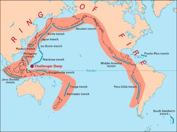earthquakes surrounding the Pacific
