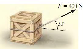 Ex. (1): The 50-kg crate shown in figure, rests on a horizontal surface for which the coefficient of kinetic friction is.