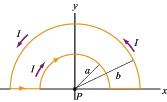 Problem 3: Magnetic fields of Current Loops (a) Find the magnetic field at point P due to current loop shown in the figure below.