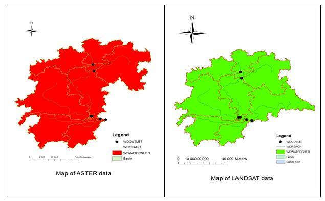Figure 3. Delineated watershed of Aster DEM The above figures show some comparative results: Figure 4.