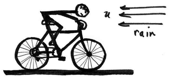 Problem 8 Bicycling in the Rain A bicycle rider is caught in a fierce rainstorm that begins at t = 0 when the rider is traveling at speed v 0.