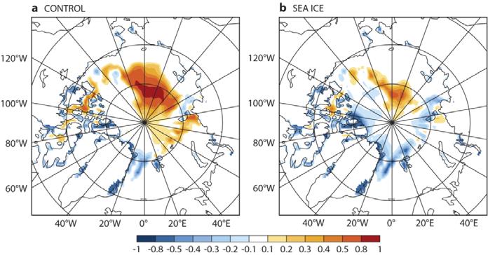 The dynamic modelling of sea ice will have the biggest impacts when the sea ice evolution is not well captured by the climatology.