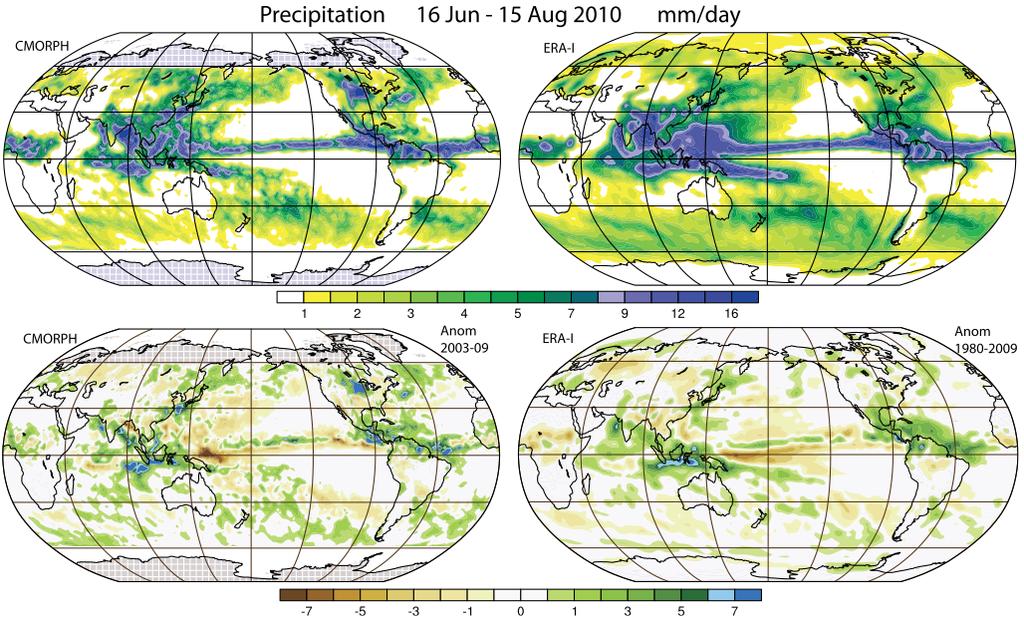 Trenberth 2012 Figure 7 The precipitation analyses confirm the very heavy rains over the Bay of Bengal and Arabian Sea, extending into Pakistan, and also near the