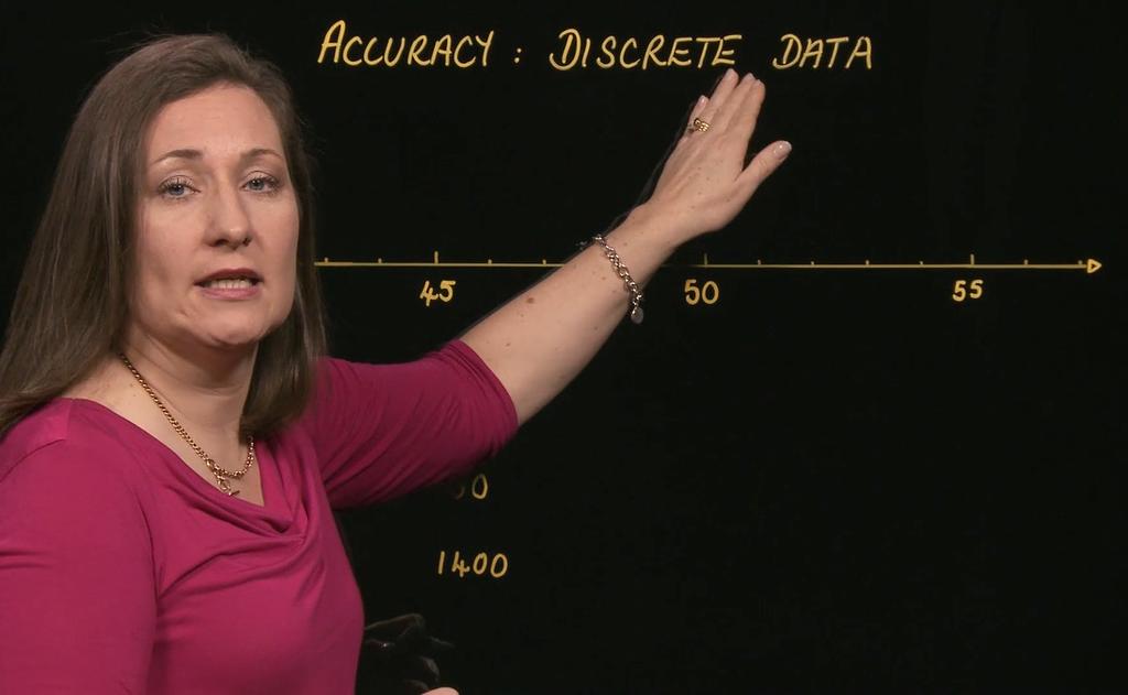 Accuracy: Continuous Data In this video, the teacher demonstrates how to identify the maximum and minimum possible values of a number that has
