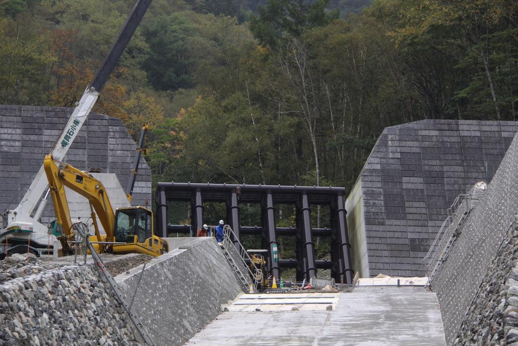 Active construction site on the access road to Kamikochi
