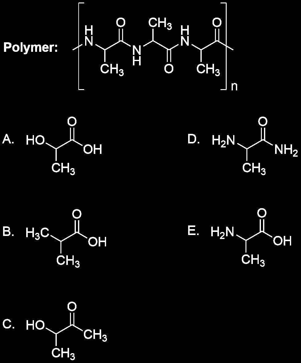 23. Which of the following structures represents the monomer that can be used to make the polypeptide polymer indicated? 24. Rick T.