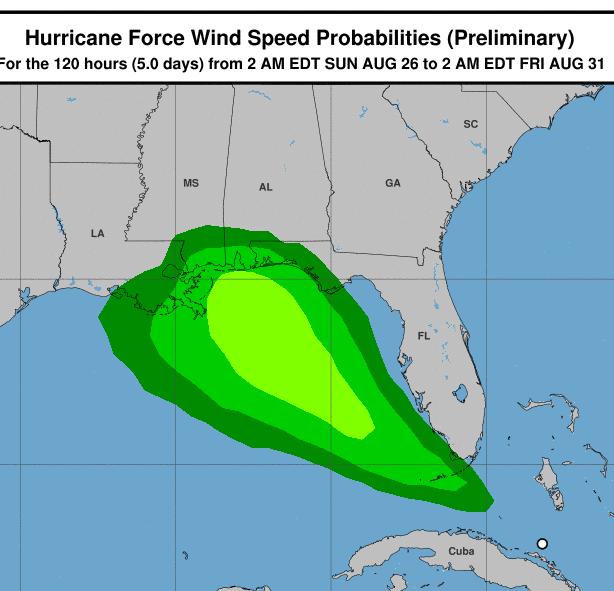 Wind Speed Probabilities Tropical Storm Isaac (2012) TROPICAL STORM ISAAC WIND SPEED PROBABILITIES NUMBER 21 NWS NATIONAL HURRICANE CENTER MIAMI FL AL092012 0900 UTC SUN AUG 26 2012 - - - - WIND