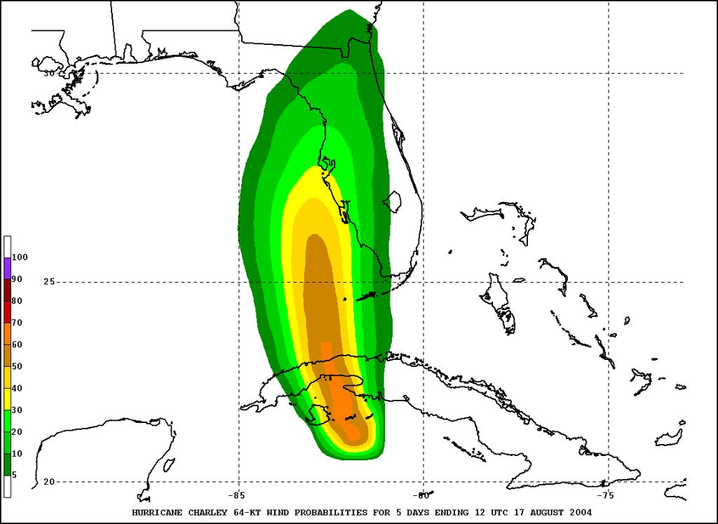 Chances of hurricane-force winds at Tampa Bay and