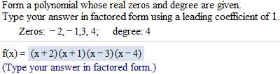 zeros of polynomial functions.