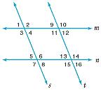 Homework Worksheets: Chapter 3 HW#13: Problems 1-8 Choose the best answer for each multiple choice question 1.) 1 and 5 are what kind of angles? Diagram refers to #1-.