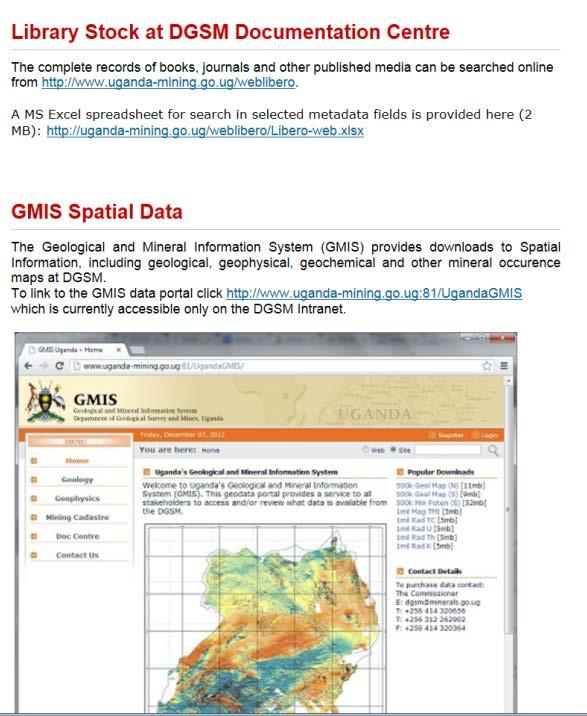 Case History 3: IMS Uganda Benefits and Lessons Geological archive/ maps digitised completely