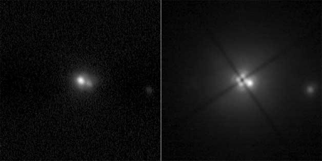 FQPM CORONAGRAPH. IV. 1067 Fig. 9. HIP 1306 PSF (left) and FQPM image (right). The exposure time is 60 s for the coronagraphic image and 4sforthePSF. Not a linear intensity 0.5 scale ( I ). FOV is 1.