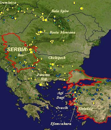 Serbia Geological Setting and Endowment The Cretaceous-age Carpathian Arc and the Tertiary Vardar Zone are host to many important Au, Au-Cu and base metal deposits in Southeast Europe.