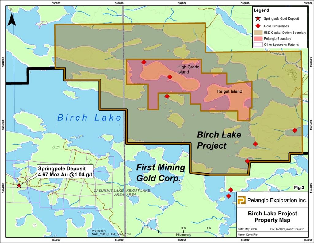 Terms of the Option Agreement In order to acquire a 100% interest in the Keigat Lake Area Claims, Pelangio must issue a total of four million common shares to 5SD in four tranches as follows: Issue