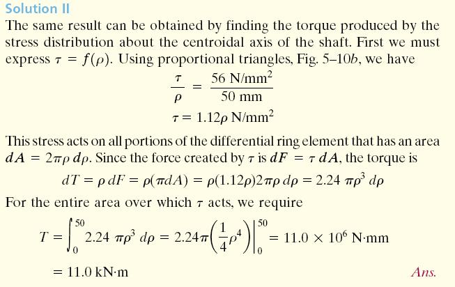 be found Apply torsion formula, τ = Tρ /J or τmax = Tc/J Shear stress