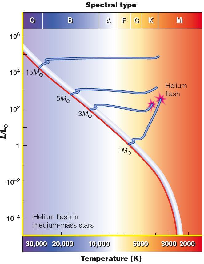 Helium Flash The onset of Helium fusion occurs