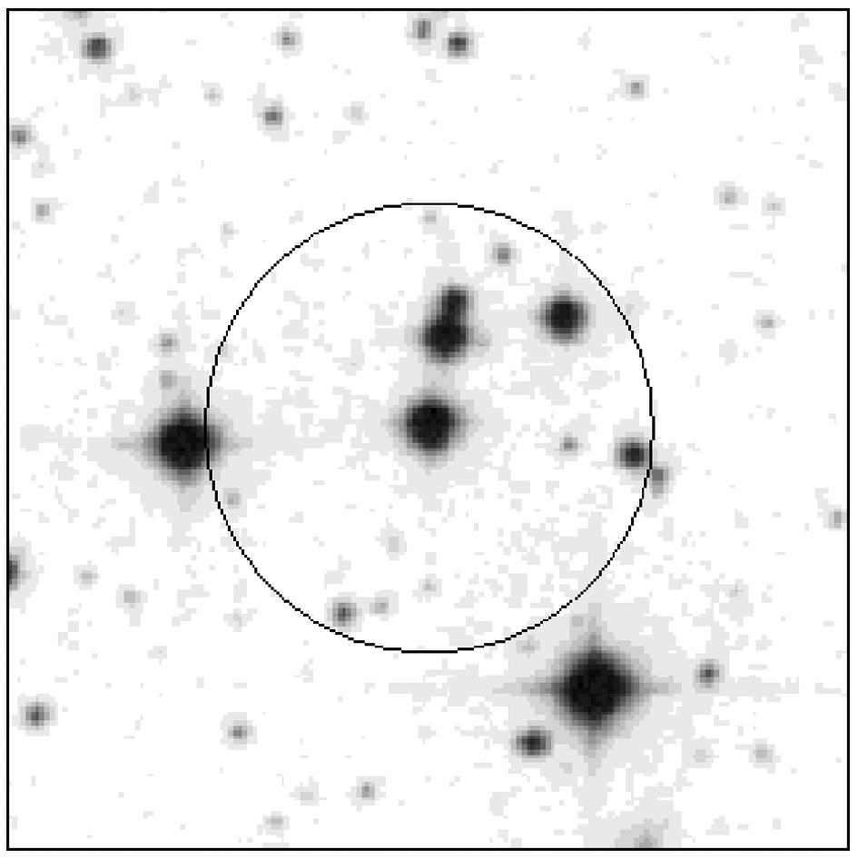 Combining WASP and Kepler data 1009 Figure 4. The photometric aperture (dark circle) for KIC 7106205 in the WASP data showing multiple sources of contamination. The aperture is 48 arcsec (3.