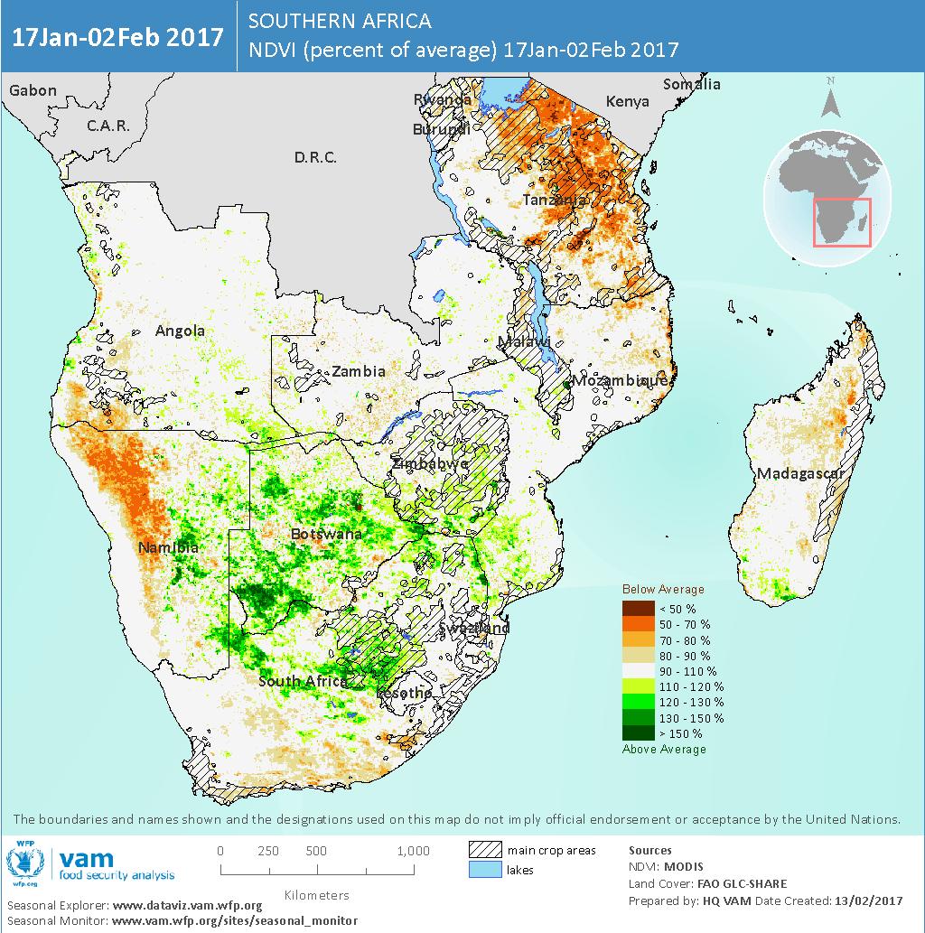 Current Start of Season and Vegetation Cover Patterns Vegetation Cover Responds to Better Rainfall The multi-year drought had severely depleted soil moisture at the outset of the current season.