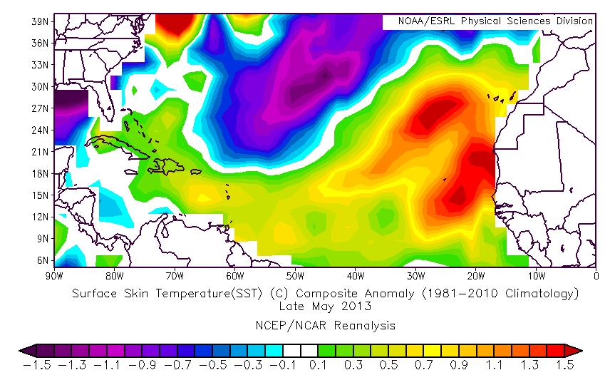correlations between SST anomalies and the Atlantic basin NTC are stronger in the eastern part
