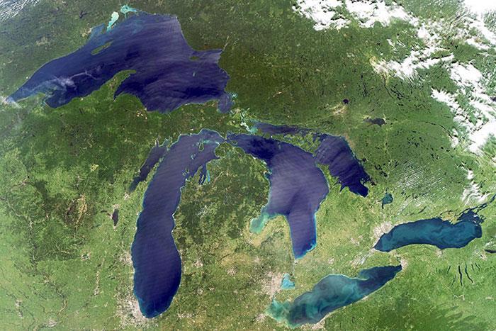 The Great Lakes Formed from erosion and deposition by a continental glacier.