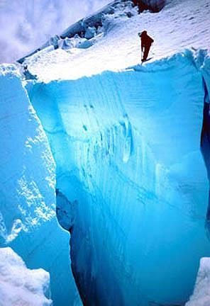 Features of Glaciers The surface of a glacier is very brittle from the uneven flow beneath