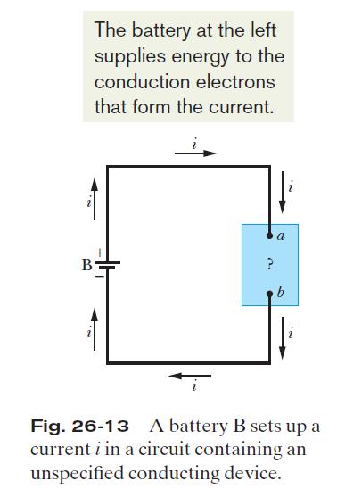 Power in Electric Circuits: In the figure, there is an external conducting path between the two terminals of the battery.