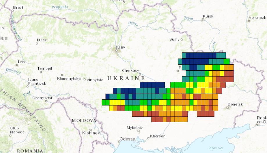 Rainfall and Temperature Ukraine Perils covered Drought and Heat stress Crops: Corn, Winter Wheat Data used Interpolated Daily Meteorological data (temp, rainfall) MeteoGroup, based on weather