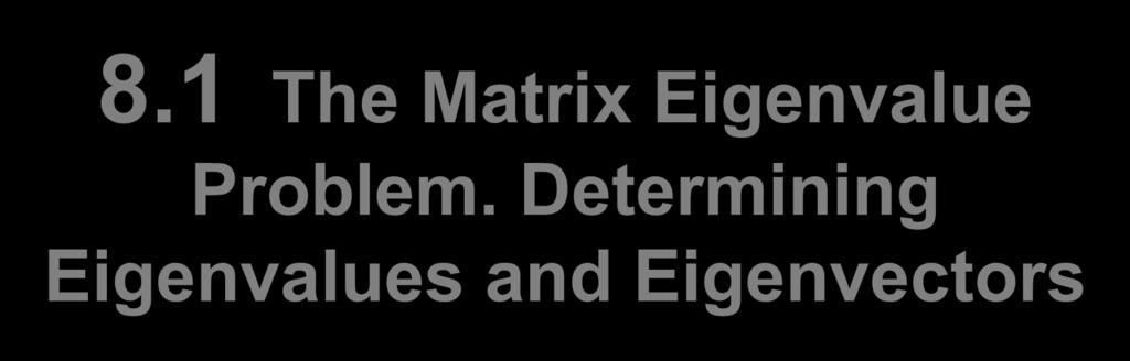 8.1 The Matrix Eigenvalue Problem.