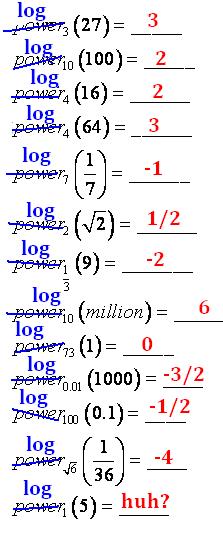 TANTON S TAKE ON LOGARITHMS CURRICULUM TIDBITS FOR THE MATHEMATICS CLASSROOM APRIL 01 Try walking into an algera II class and writing on the oard, perhaps even in silence, the following: = Your turn!