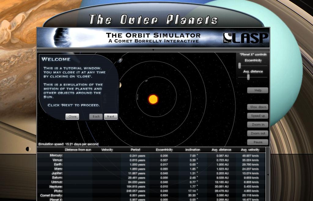 Interactive Part of Inquiry 6.3 Observing Planetary Motion Procedures: 1. Copy and paste the link: http://lasp.colorado.edu/education/outerplanets/orbit_simulator/ 2.