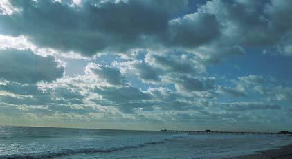 Stratocumulus clouds forming along the south coast of Florida.