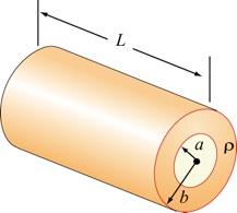 6.4.5 Resistance of a Hollow Cylinder Consider a hollow cylinder of length L and inner radius a and outer radius b, as shown in Figure 6.4.4. The material has resistivity ρ. Figure 6.4.4 A hollow cylinder.