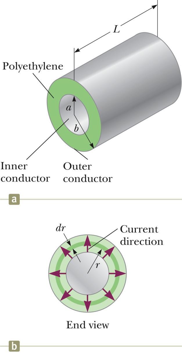 Resistance of a Cable, Example Assume the silicon between the conductors to be concentric