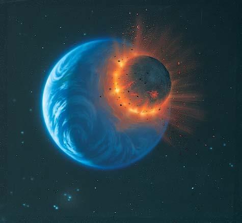 Origin of Earth and Moon Moon formed from impact Mantle of