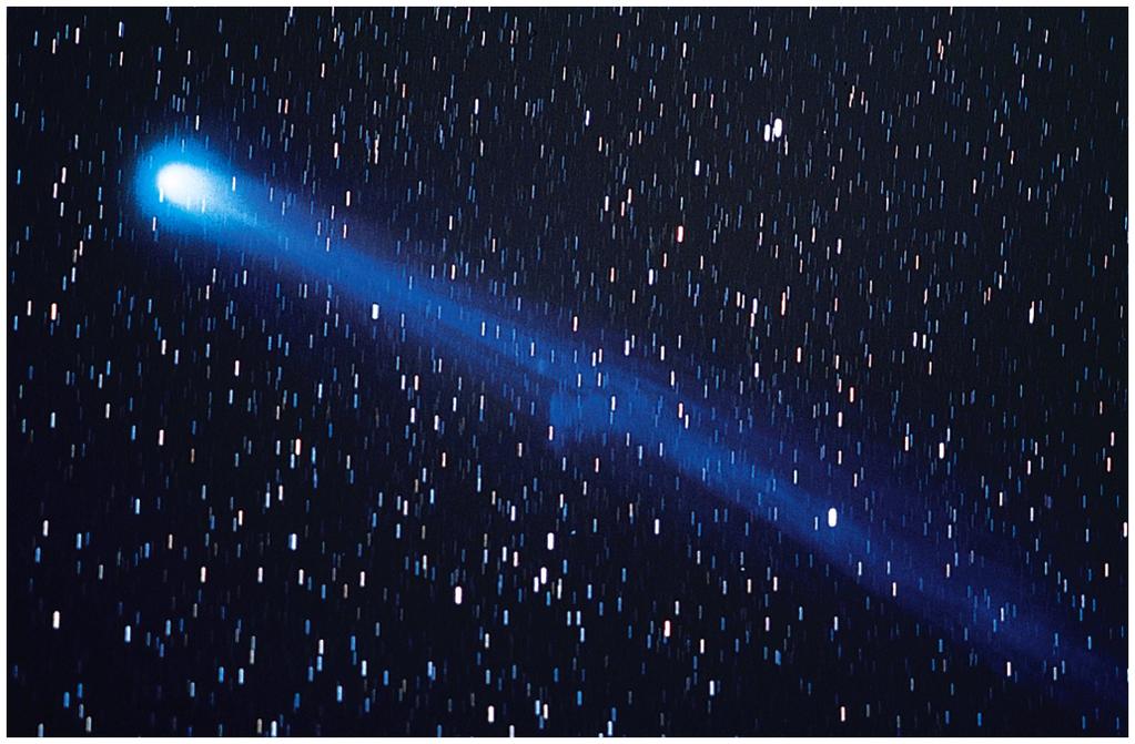 A comet is a dusty chunk of ice that