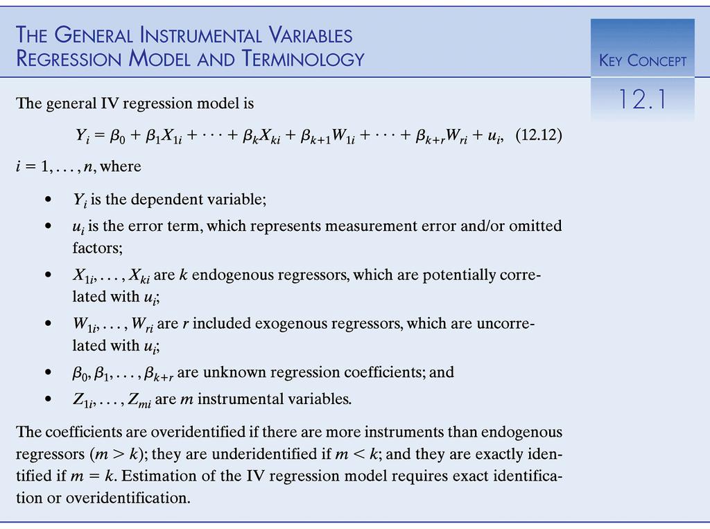 General Instrument variable regression k endogenous regressors, m