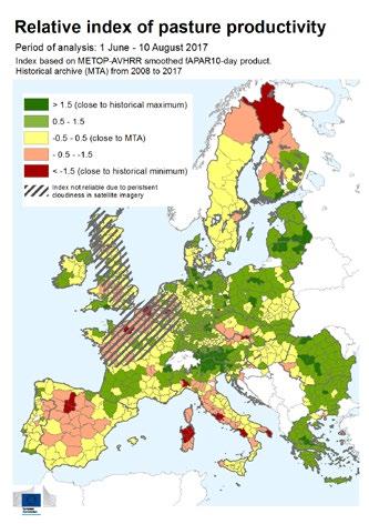 lack of precipitation. Conditions were favourable for pasture growth in central and eastern Europe, with the exception of the south of the Czech Republic and north-eastern Austria.