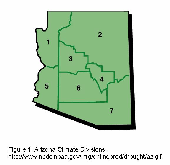 Current state of Arizona drought monitoring Precipitation (SPI), streamflow, and reservoir data for Arizona climate divisions.