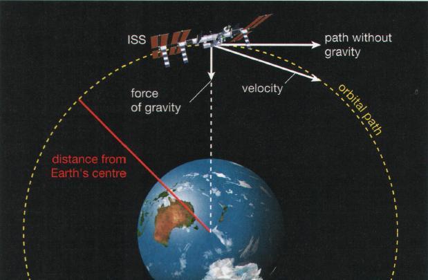 Staying in Orbit An object in space travels forward in a straight line unless a force acts on it. Objects launched into space from Earth are pulled back toward Earth by the force of gravity.