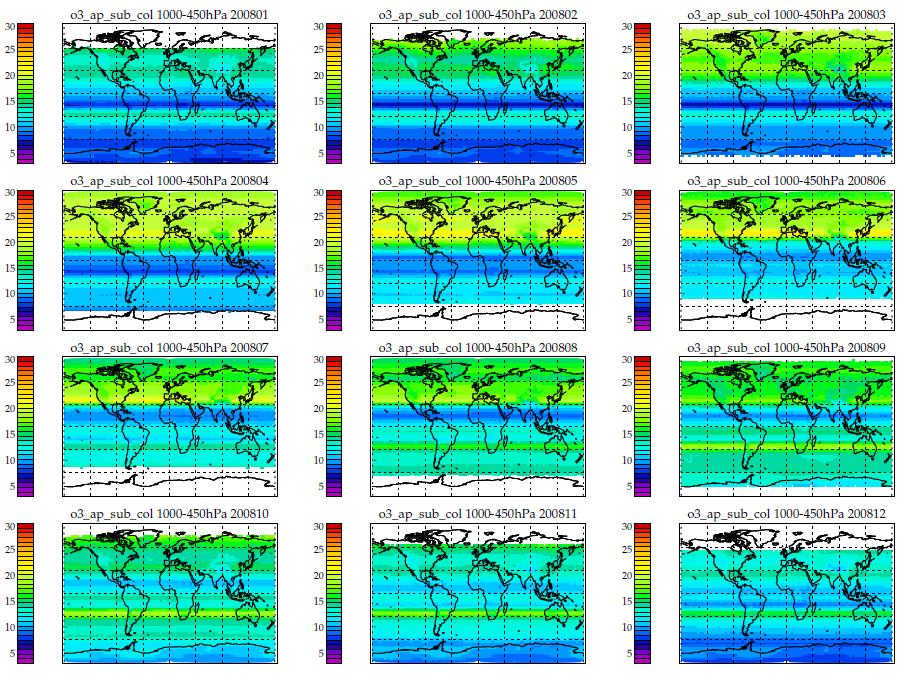 Monthly mean a priori Lower tropospheric ozone climatology January