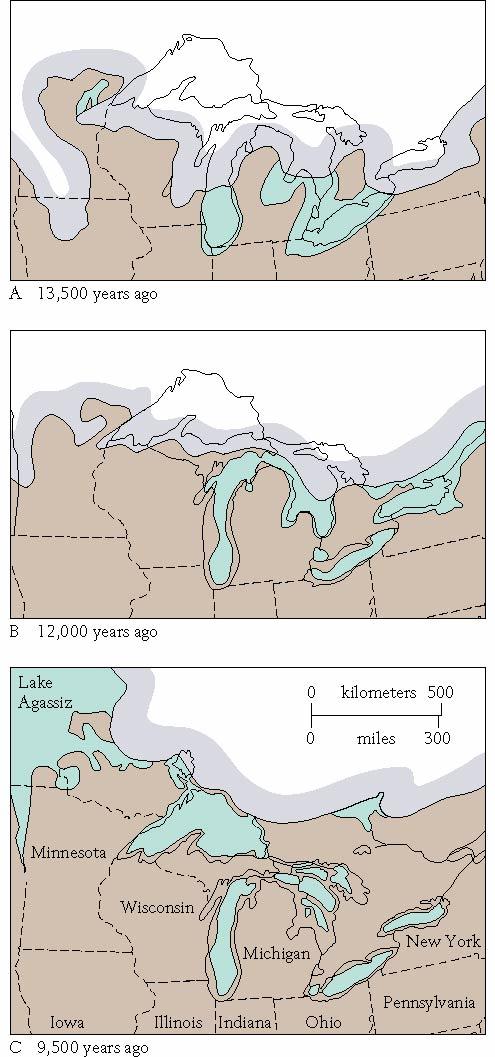 End of the Ice Age Glaciers began to retreat around 15,000 years ago Waters drained